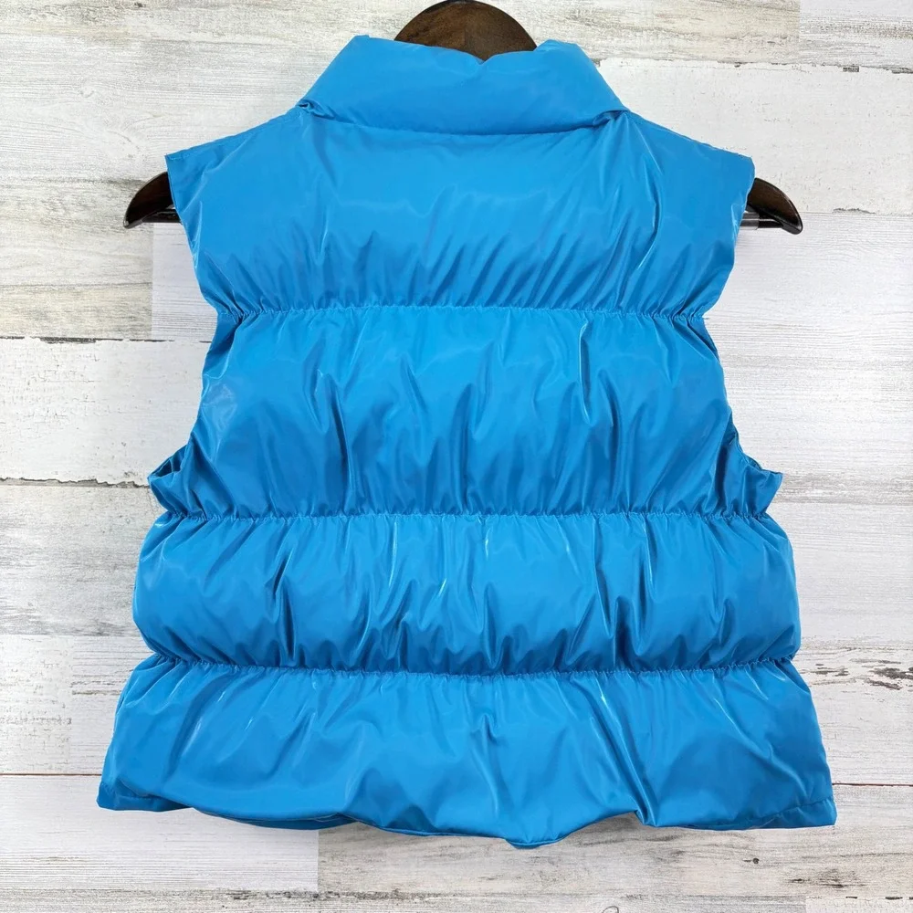 Weissman Puffer Vest Women XS Blue Quilted Full Zip Shiny Y2K Festival Chic